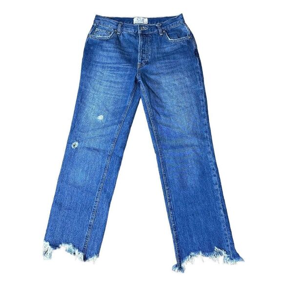 We The Free Maggie Straight leg bite hem distressed jeans 26 - Picture 2 of 12